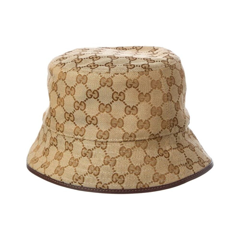 Gucci Gg Canvas & Leather Bucket Hat, Brown